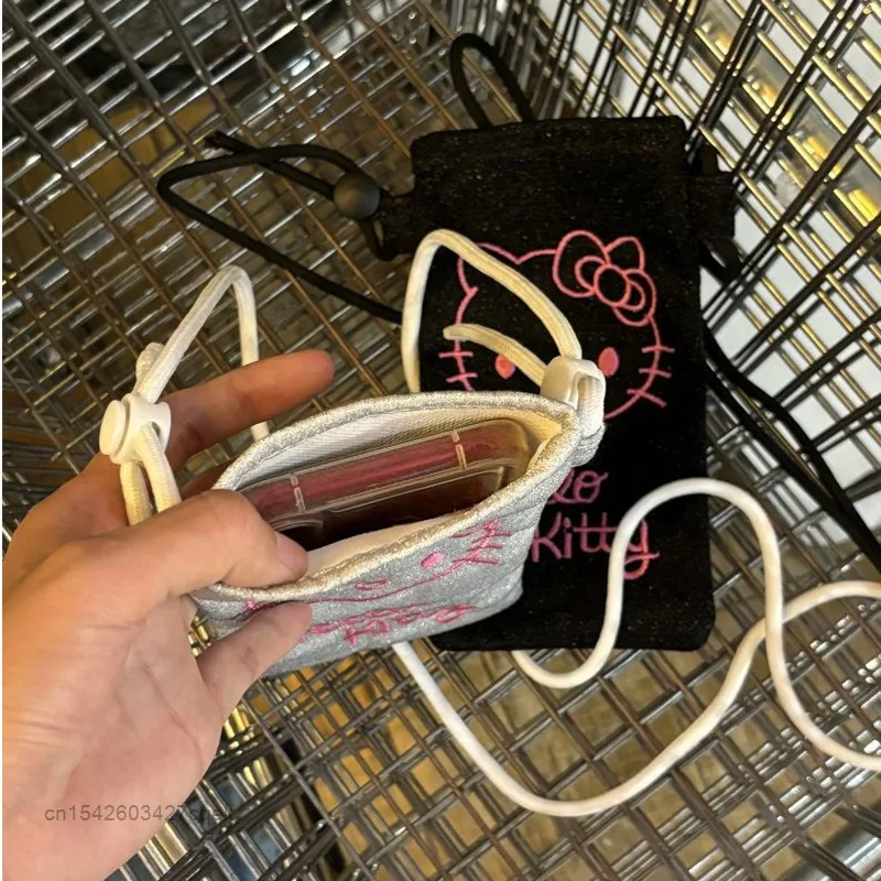 Hello Kitty Phone Bag Cute Mini Embroidered Phone Bag New Portable Versatile Storage Crossbody Phone Bag Suitable For All Phones