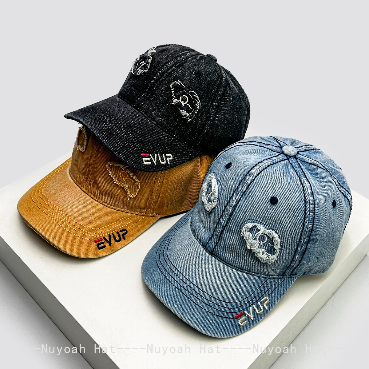 

New Men Women Interesting Embroidered Letters Baseball Hats Sunshade Distress Versatile Personal Peaked Caps Fashion Outdoor ins