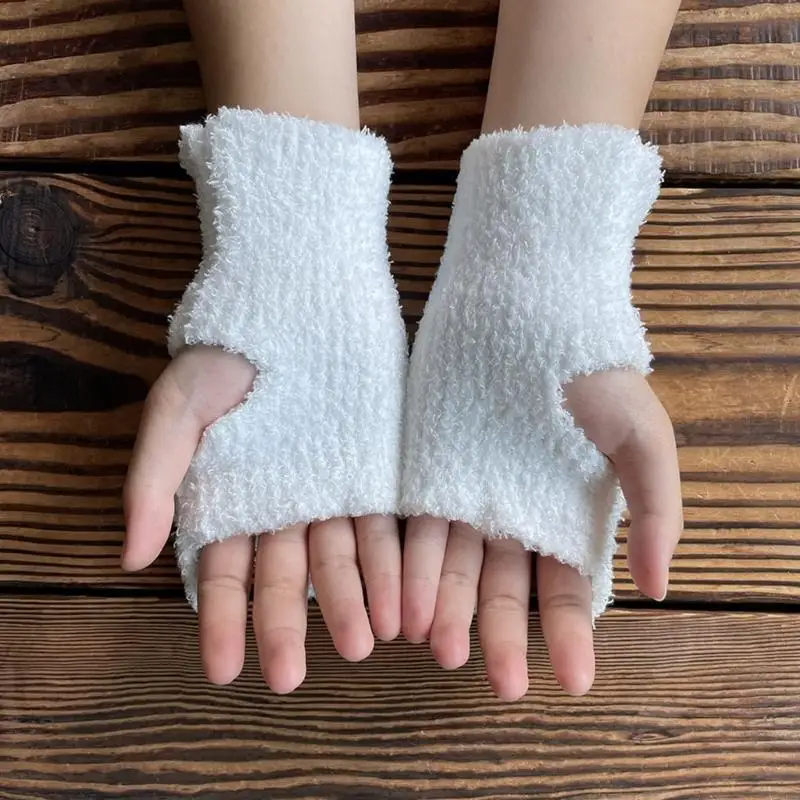 

Зимние вязаные варежки с сенсорным экраном для женщин с вышивкой и кошачьими полупальцами Y166