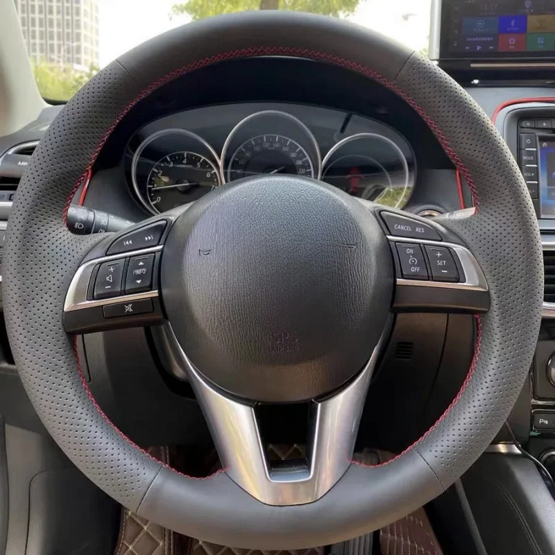 

Car Steering Wheel Cover Faux Leather For Mazda CX-5 CX5 Atenza 2014 New Mazda 3 CX-3 2016 Scion Steering Wheel Braiding Cover