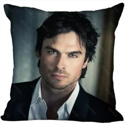 Custom Pillow Cases  Ian Somerhalder Square Pillowcase Christmas Zippered Pillow Cover 45*45cm(One Side)