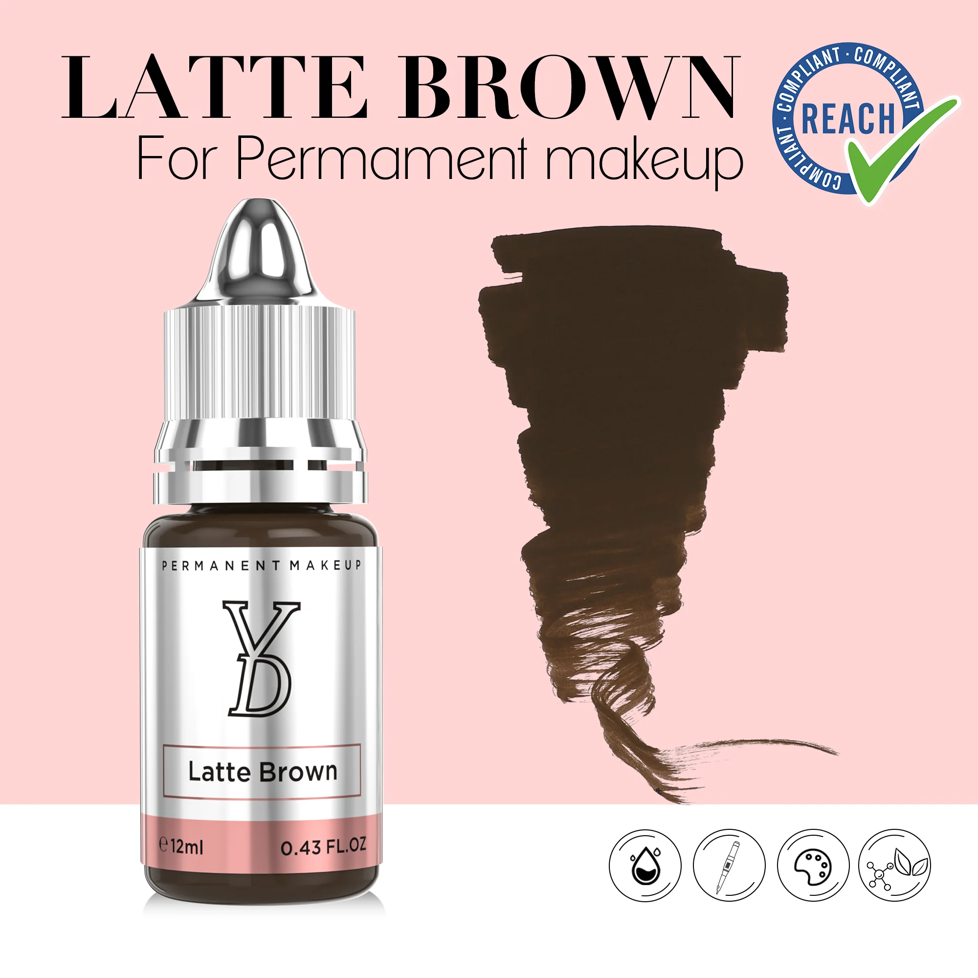 YD-Latte Brown 12ML Professional Tattoo Pigment Body Art Tattoo Inks Pigments Pigment Semi-Permanent Paints Supplies Makeup Tool