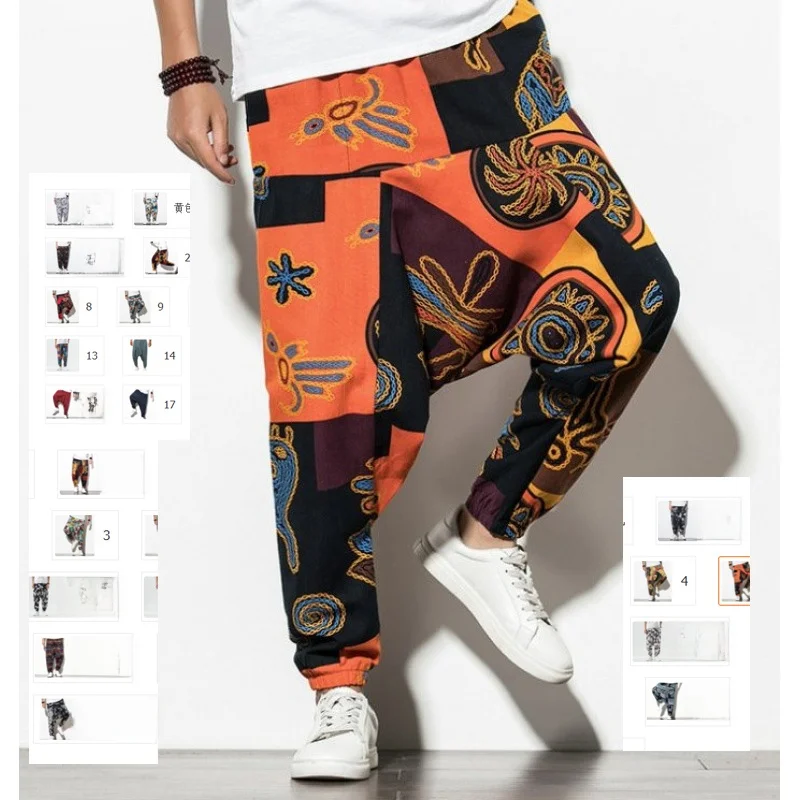 

n Sle Harlan Pants Slimming Leg Effect Cotton Linen Loose Fit Street Dance plus Size Students Small Footed Pants