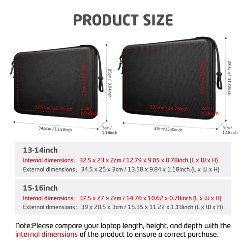 Imagen 2 del producto Funda Protectora para Laptop de 13 14 15 16 Pulgadas, para Macbook Air Pro, a Prueba de Golpes, Bolsa de Transporte para Computadora, Funda Protectora de EVA