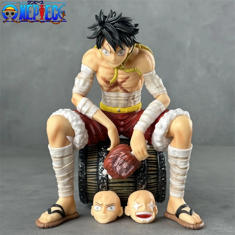 

19cm One Piece Sitting Luffy Cosmic Resonance Barrel Bt Meat Luffy Collectible Trendy Figures Model Desktop Ornaments Toy Gift