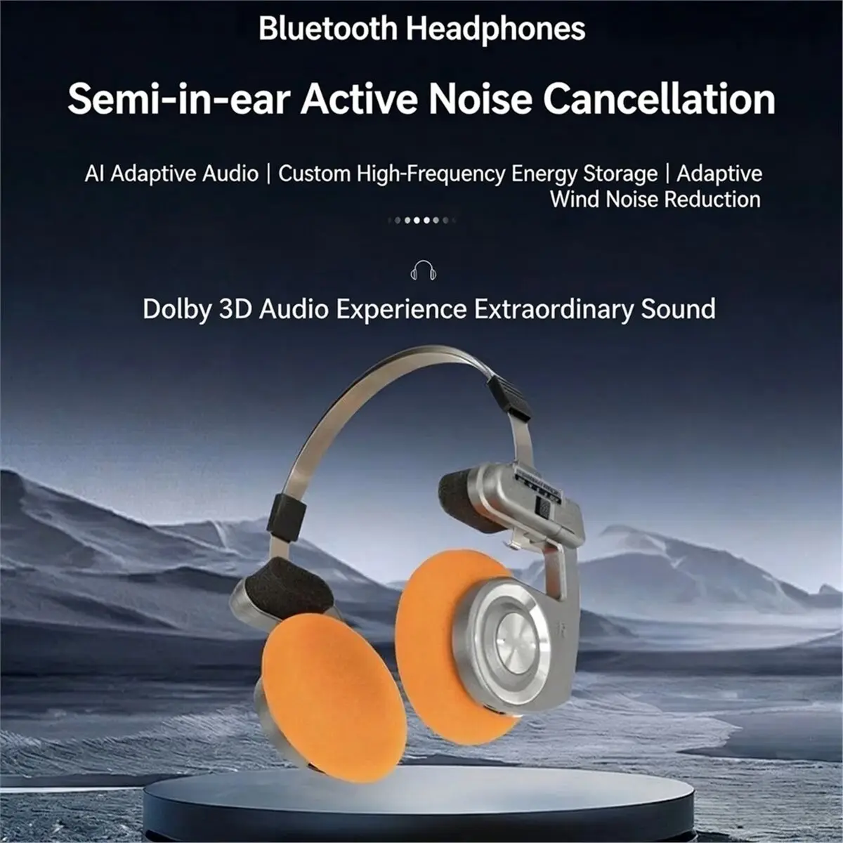 Retro Style Foldable Portable Bluetooth Headphones Silver Metal Long Battery Life