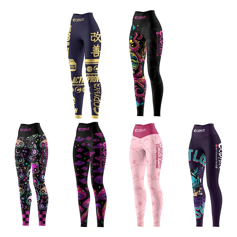 Cody Lundin-pantalones deportivos de gimnasio con estampado de compresión completa para mujer, mallas transpirables de secado rápido MMA Grappling Jiu jitsu