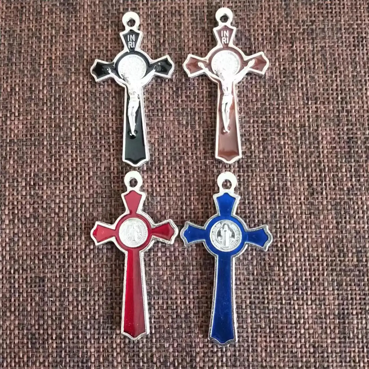50pcs/pack one hole colored alloy rosary cross Italy cross,saint Benedict cross,crucifix  special offer