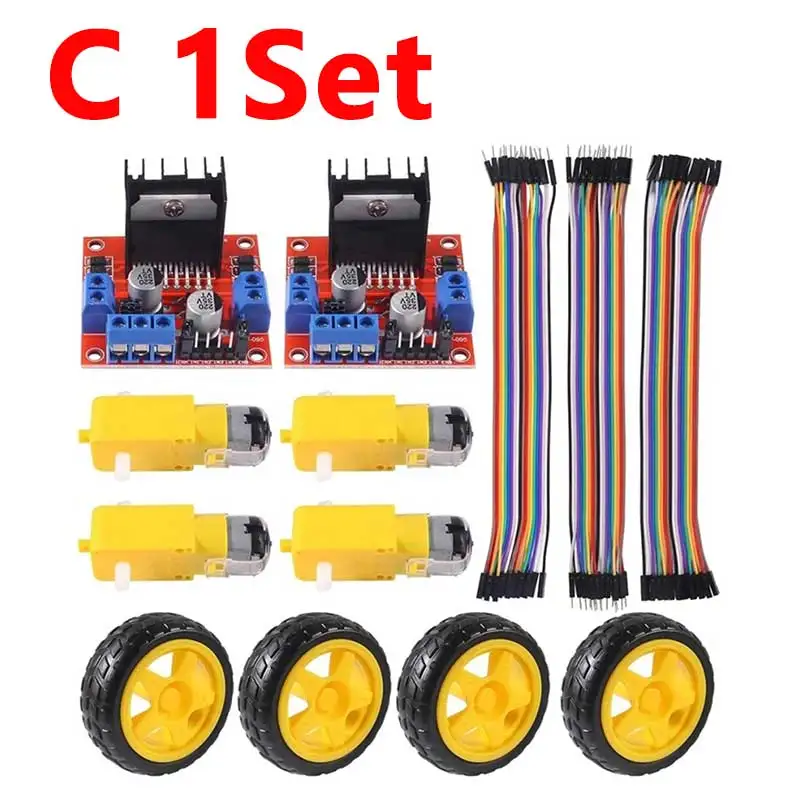 4PCS DC 3-6V Electric Motor with 4Pcs Plastic Tire Wheel Gear Motor DIY Kit TT Magnetic Gearbox Engine for Arduino Smart Car