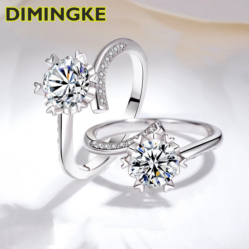 

DIMINGKE Women Twist Ring S925 Silver Free Shipping 1CT D Maussanite GRA Certificate Fine Jewelry Wedding Party Birthday Gift