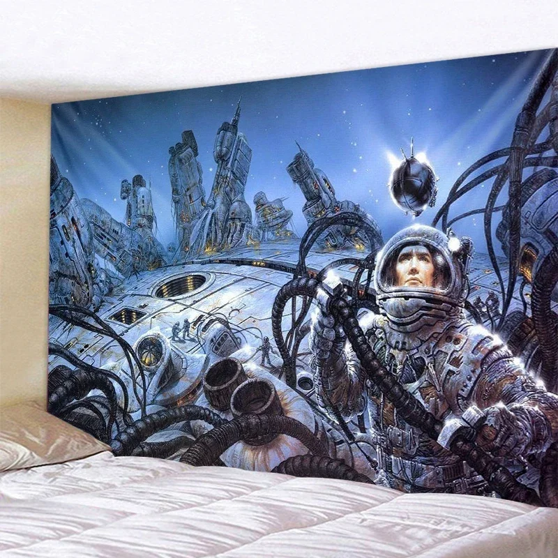 Space ship psychedelic scene home decoration tapestry Bohemian decoration Hippie Mandala wall tapestry bed sheet yoga mat