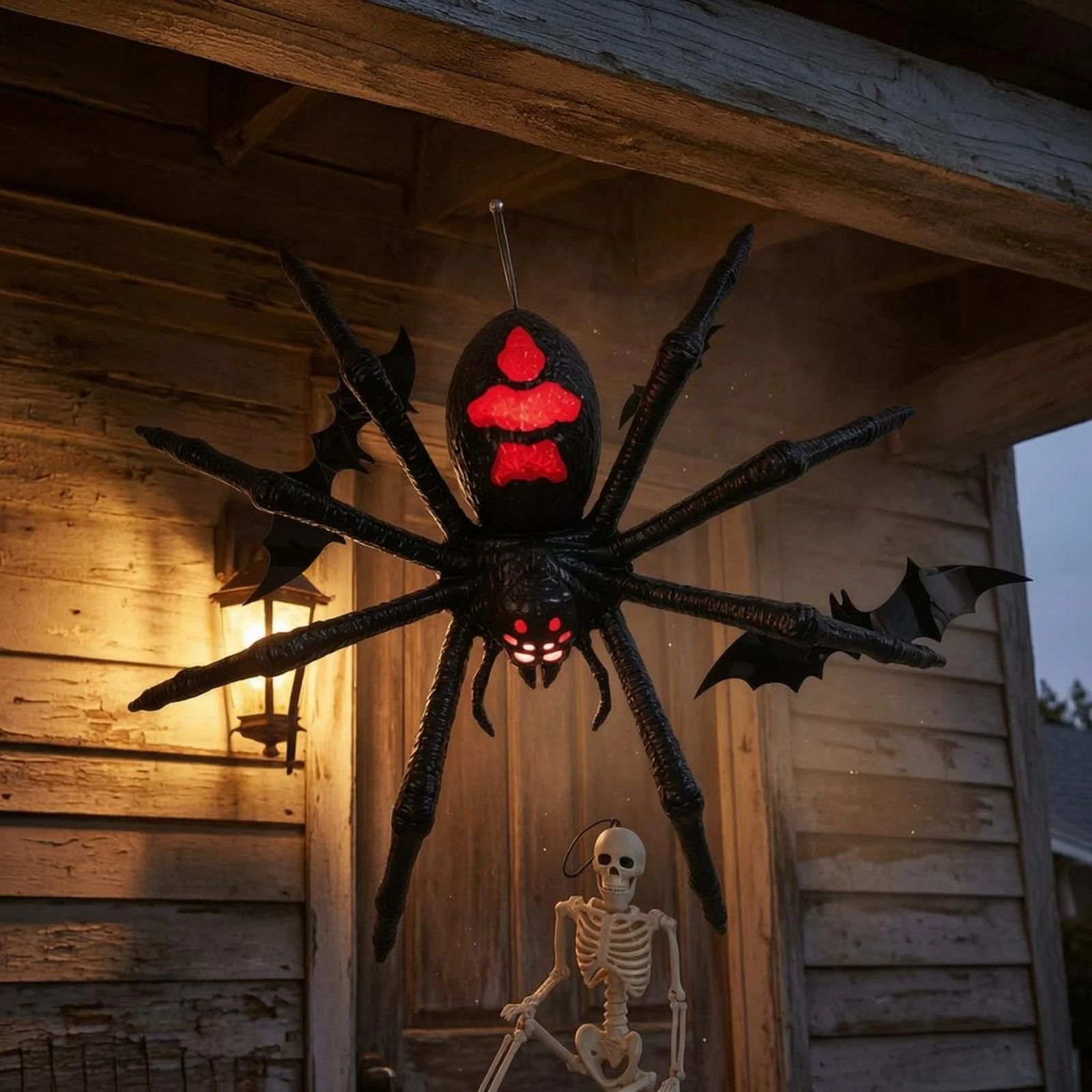 Light-up Arachnid Decoration Black Sound Arachnid Prop Seasonal Decor Red-Illuminated Battery Powered