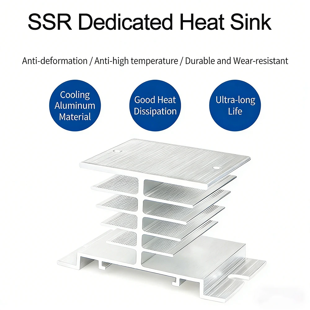 1pcs SSR Heat Sink Single Phase Solid State Relay Module Heat Sink Aluminum Base Plate Radiator Rail Mount For 25A, 40A-120A