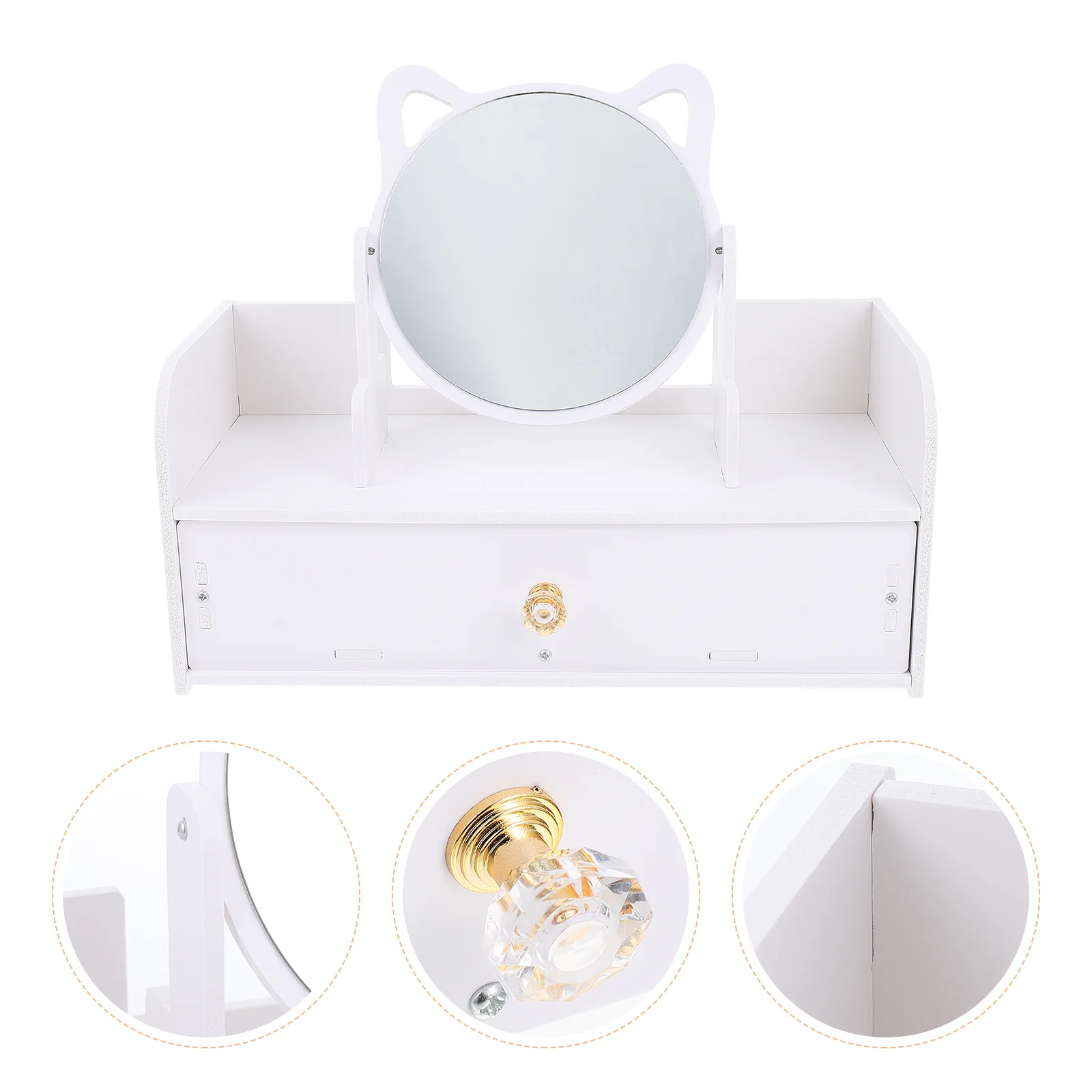 مرآة مكياج لسطح المكتب، حامل ثابت رائع، سطح مكتب مختلف، تخزين مريح متعدد الوظائف #1