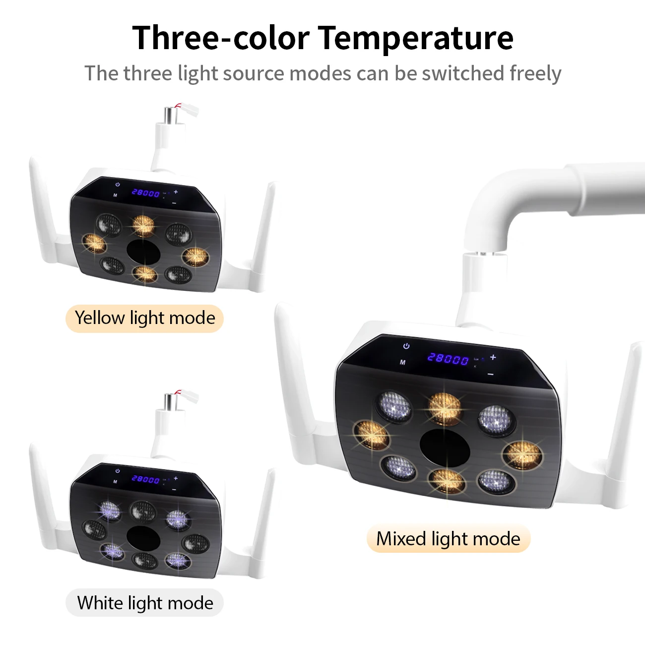 

8 LED Dental LED Lamp Oral Light For Chair Light Bicolor Adjustable Brightness Lamp With Touch Screen Oral Care Tool