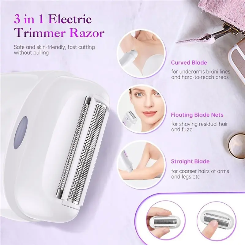 [Compact】 For Women,Cordless Epilator Featuring Shaver& Trimmer, 2 Speeds& 36 Tweezers For Face, Leaves& More Hair Removal Leg