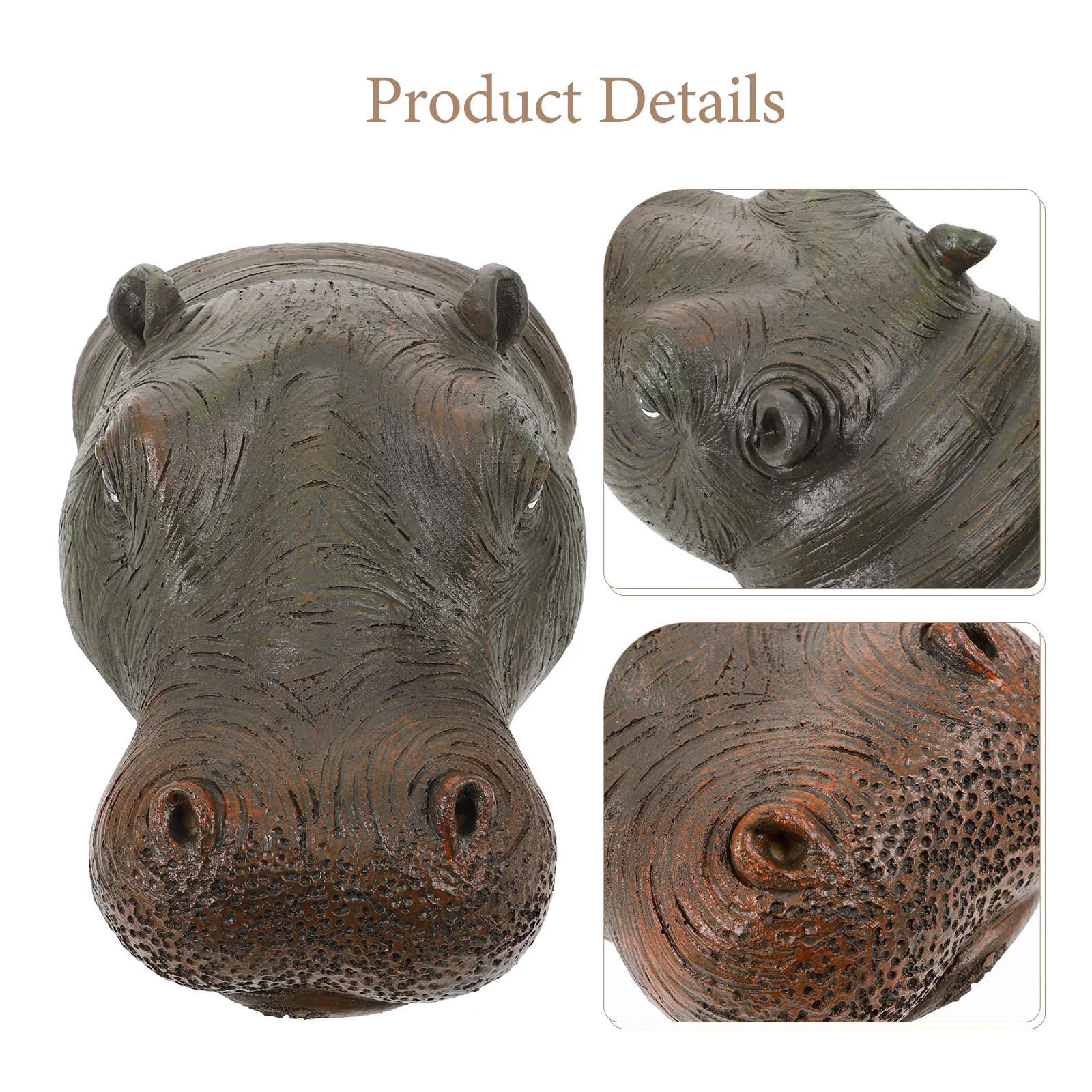 Estatua de Cabeza de Hipopótamo Flotante de Resina, Diseño Compacto para Decoración de Estanques, Jardines y Céspedes, Adorno para Exteriores