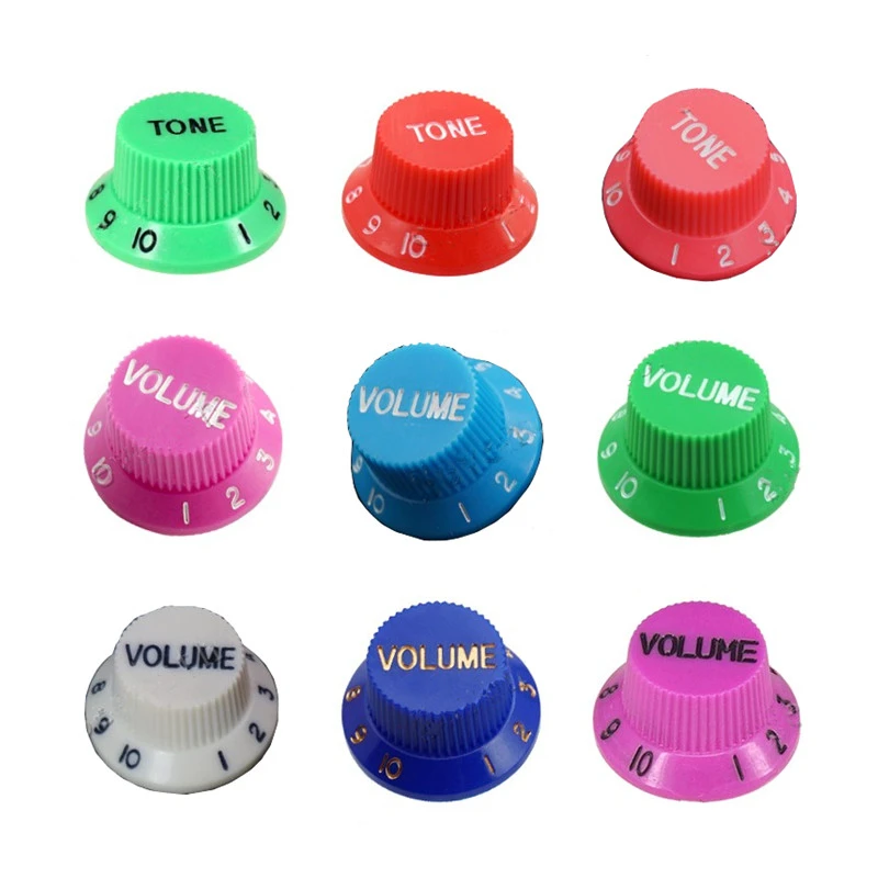 4 Stück Grüne Blaue Rote Rosa Farbige E-Gitarren-Drehknöpfe Potentiometer-Kappen Lautstärke-Ton Musikinstrument Zubehörteile – Detail 1