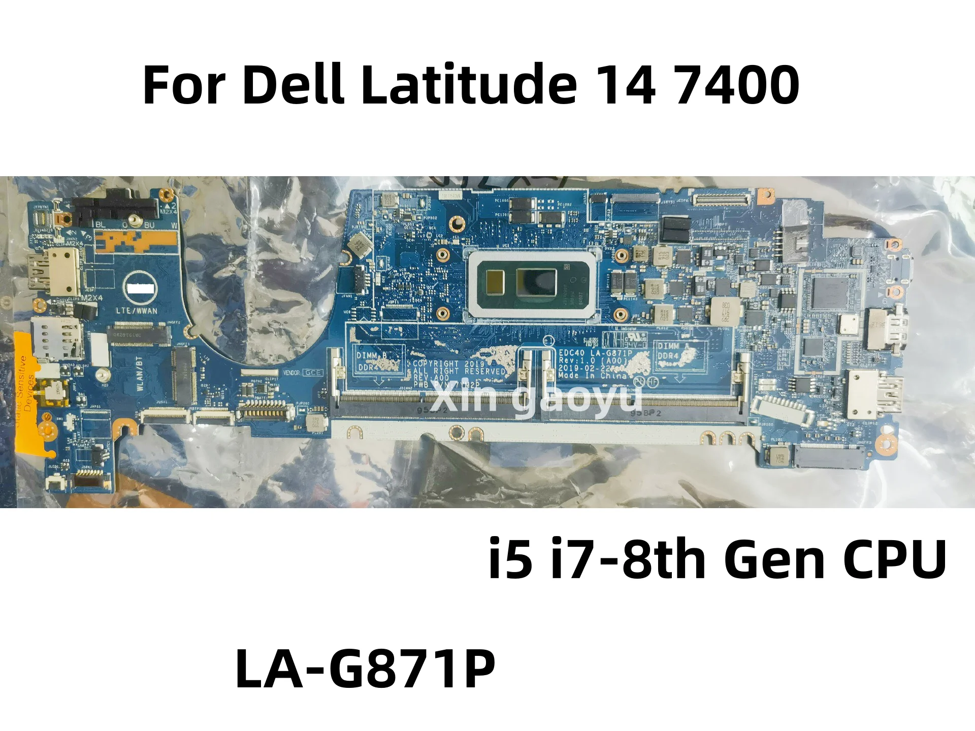 0WRHWP 0M2JD3 LA-G871P With i5 i7-8th Gen CPU For Dell Latitude 14 7400 Laptop Motherboard Fully Tested OK