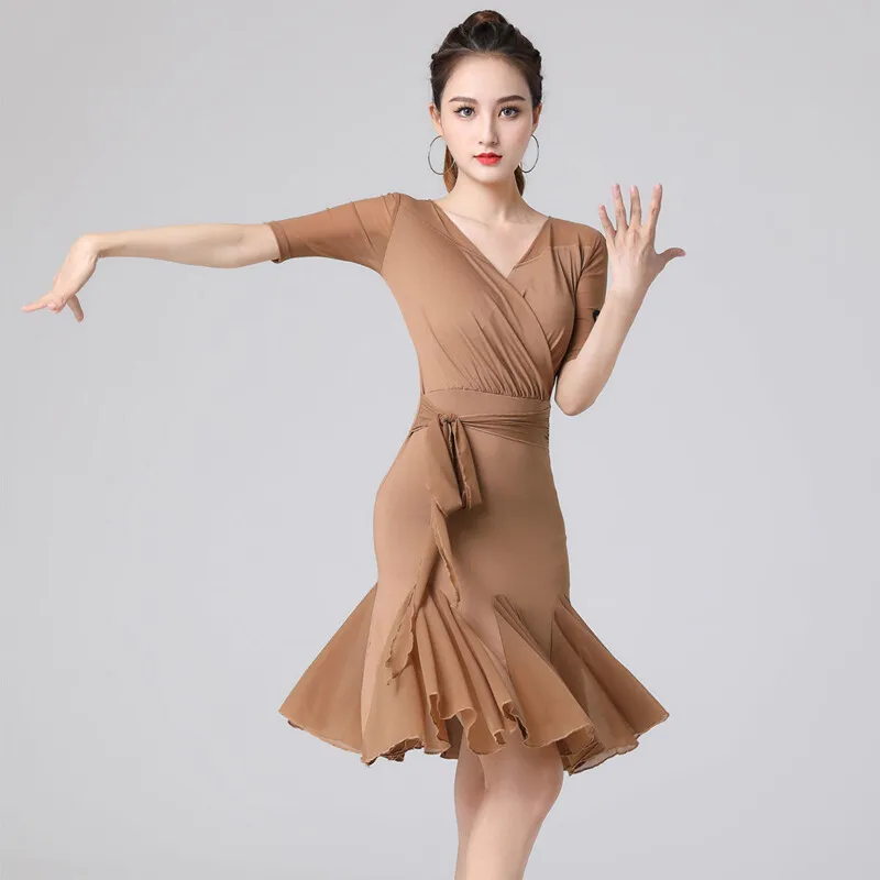 Latin Dance Dress Woman Summer New Slim Fit Dance Clothes Modern National Standard High-end Practice Clothes Adult