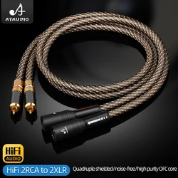One Pair HiFi RCA to XLR Audio Cable OFC Mixed Silver 4 Layers Shielding 2 RCA Male to 2XLR Female Cable for CD DAC Mixer