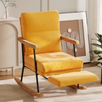 Roshanda Rocking Chair,Relaxing Chair,Padded Rocking Chair Indoor with Adjustable Foot pedal for Living Room,Cotton-linen blend