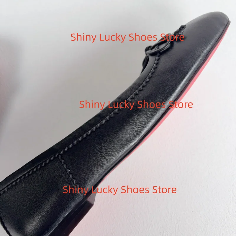 أحذية بعقدة على شكل فراشة للنساء بأصابع مربعة وكعب مسطح وخطوط خياطة فاخرة للنساء باليه ضحلة للسيدات مربوطة بفيونكة Zapatos Mujer #6