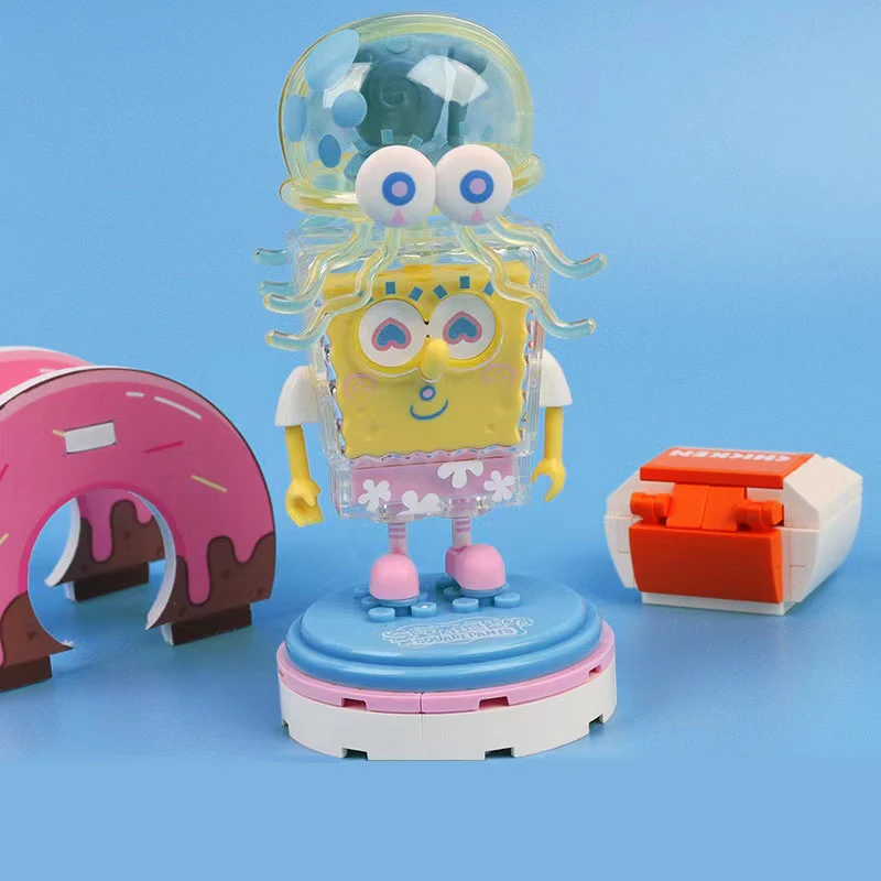 Spongebob SquarePants Jumping Jellyfish Blind Box Pie Big Krabs Cartoon Character Figure Set A Children's Birthday Gift Toy Doll