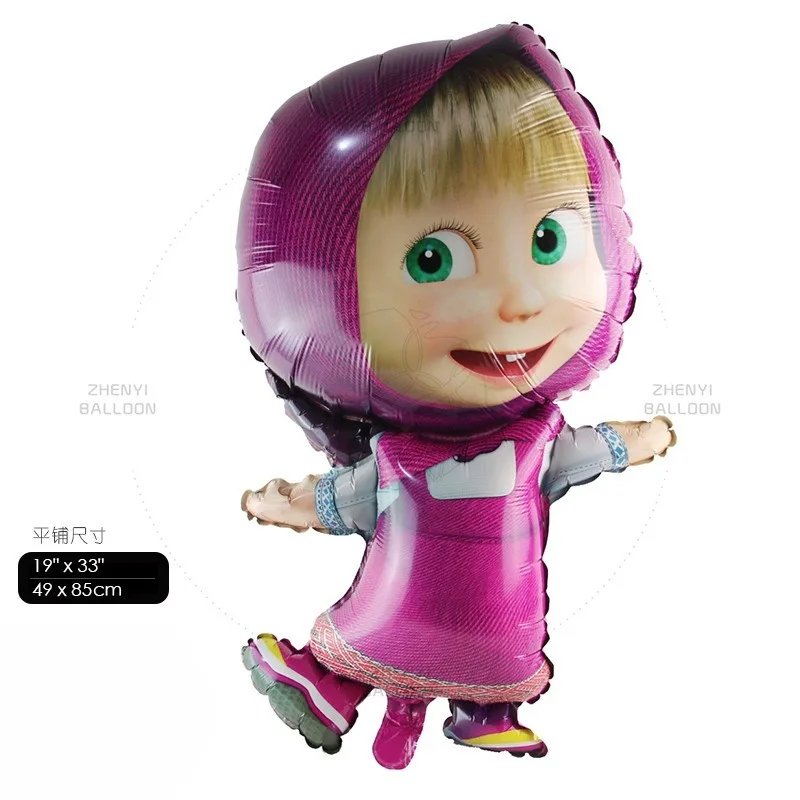 بالون ماشا آند ذا بير من الألومنيوم على شكل رسوم متحركة لتزيين أعياد ميلاد الأطفال من رقائق الألومنيوم لوازم الحفلات