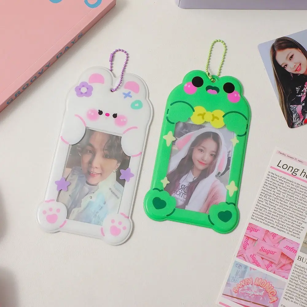 Small Card Animal Shaped Photocard Holder Key Pendant Transparent Idol Photo Protective Kawaii Cartoon 3inch Card Case Card Bag