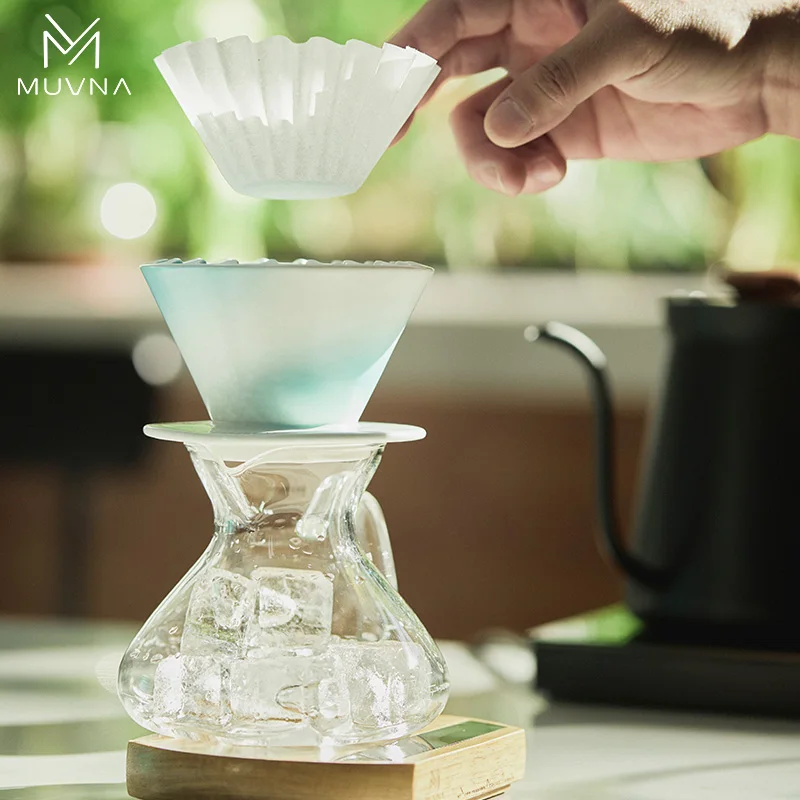 MUVNA กระดาษกรองธรรมชาติสําหรับเครื่องชงกาแฟแบบหยด, ขนาด 01/02, 1-2-4 ถ้วย, สีน้ําตาลไม่ฟอกขาว, 50 ชิ้น