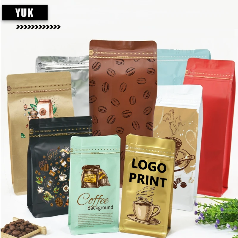 Valve Packaging Foil Bag, Aluminum Foil, Vustom Print, Flour Powder, Tea, Nuts Storage Pouches, 8 Seal Bags, Air Valve