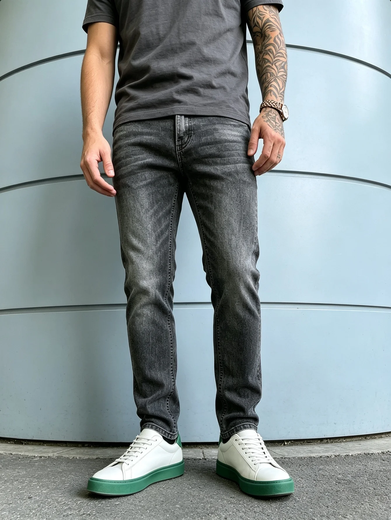 Pale Vintage Wash Y2K Trendy American Street Straight Oversized Denim Trousers Elastic Adjustable Waist Skate City Outfit, Nice