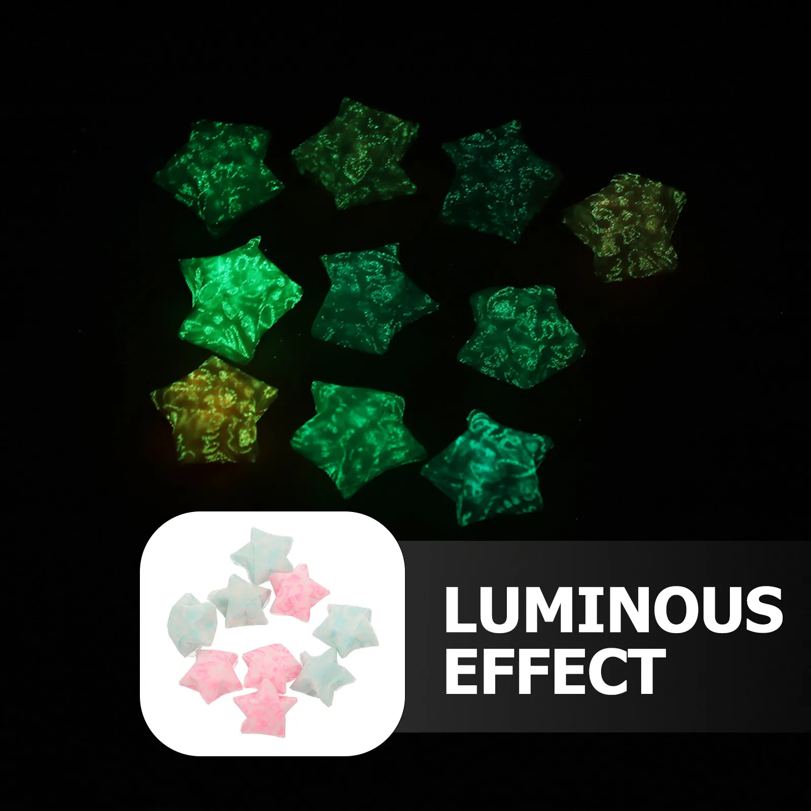 

300Pcs Glow in The Dark Origami Star Folding Papers DIY Craft Decorative Luminous Stars for Bedroom Wall Ceiling Room Party