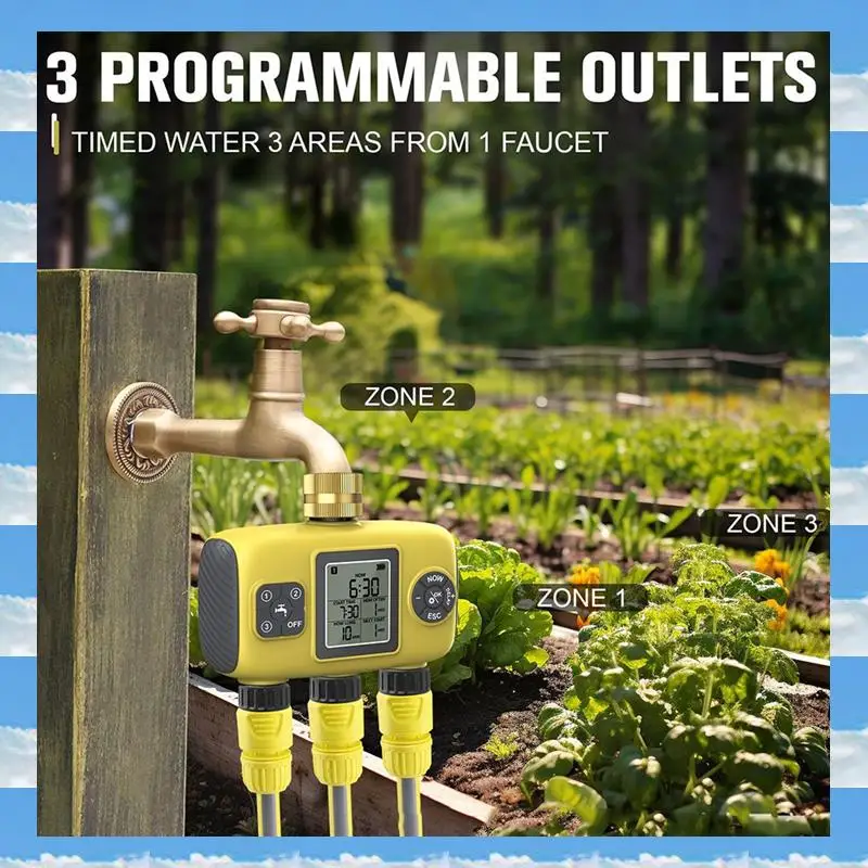 

A11I 3-Outlet Automatic Water Timer Garden Irrigation Watering System Independent Control Sprinkler Programmer Tools BSP3/4"
