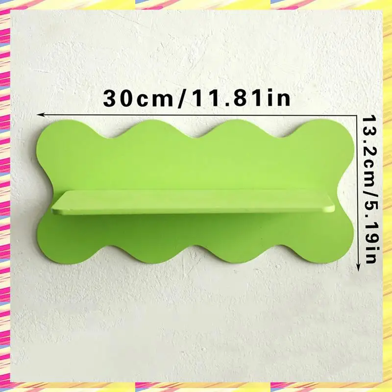 

ABJJ Wooden Wavy Storage Rack Wall Shelf Home Decoration