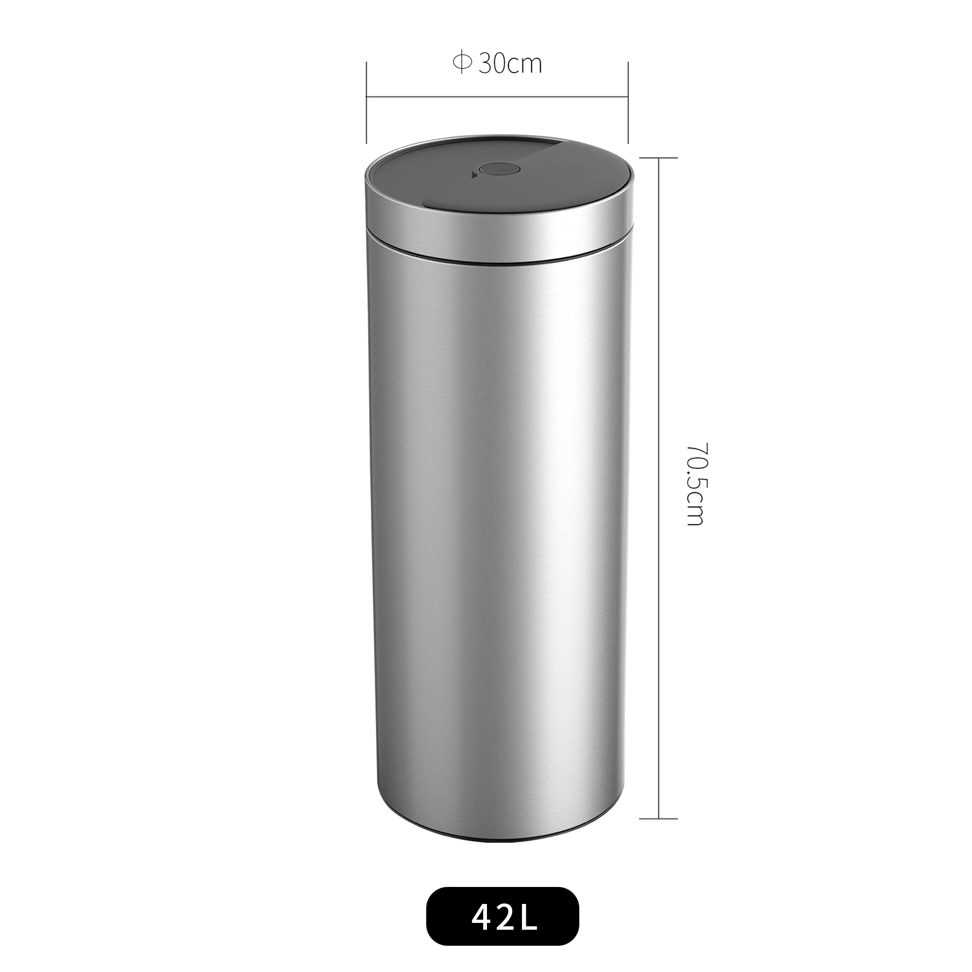 42L Stainless Steel Induction Sensor Garbage Bin - Round  Can With Rotary Opening, Airtight Design  Waste Bin