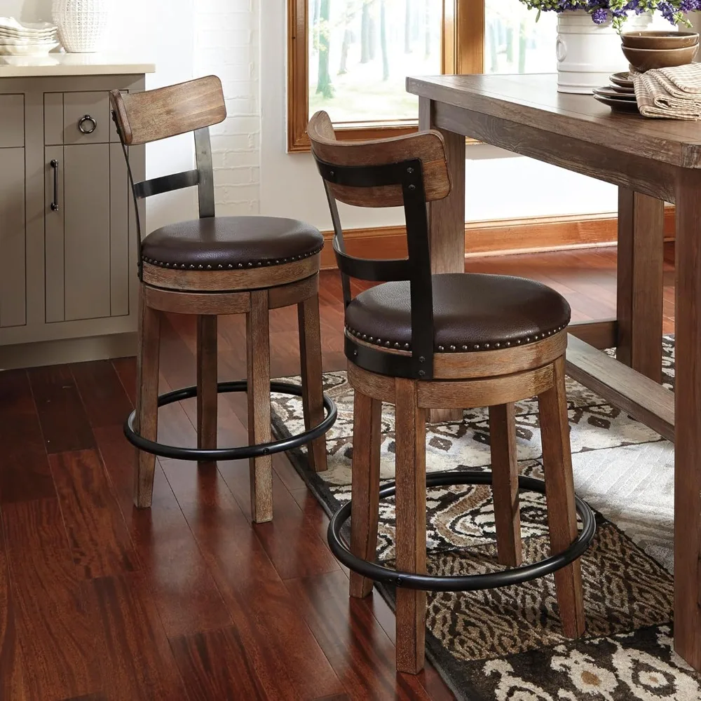 

24.25" Modern Farmhouse Swivel Counter Height Bar stool , With backrest, swivel cushion ,Suitable for kitchens ,Bar stool