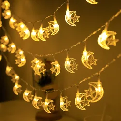 1.5M 10LED Moon Star Eid Mubarak String Light Ramadan Decorations for Home 2026 Ramadan Kareem Islamic Muslim Party Eid Al Adha