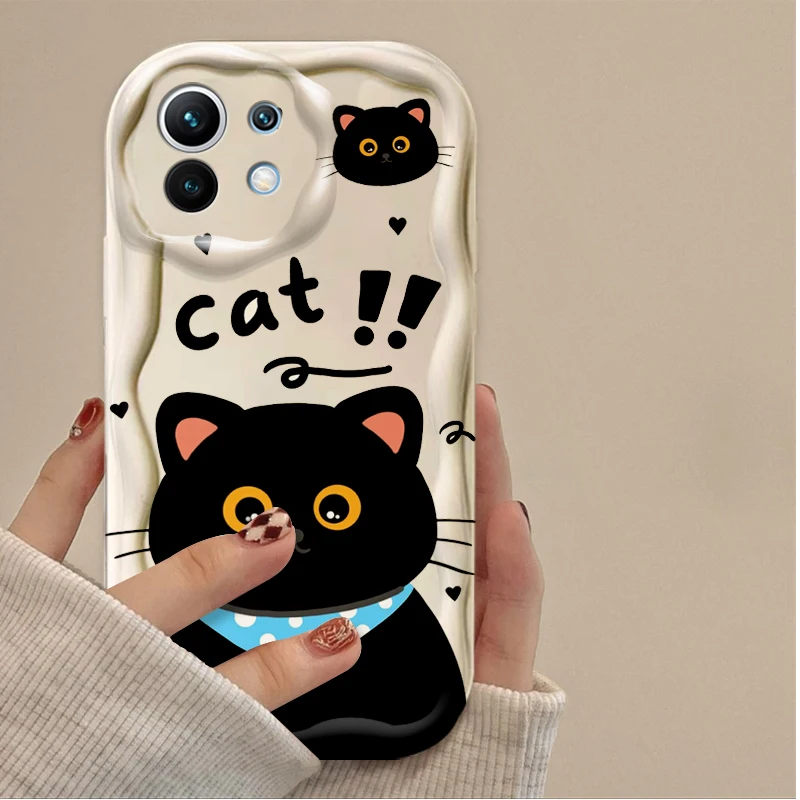 الإبداعية الأسود القط الكرتون للصدمات جراب هاتف ل Xiaomi POCO X7 X6 X5 X3 NFC F7 الترا F6 F5 Pro F4 F3 GT M5S C65 C75 4G 5G