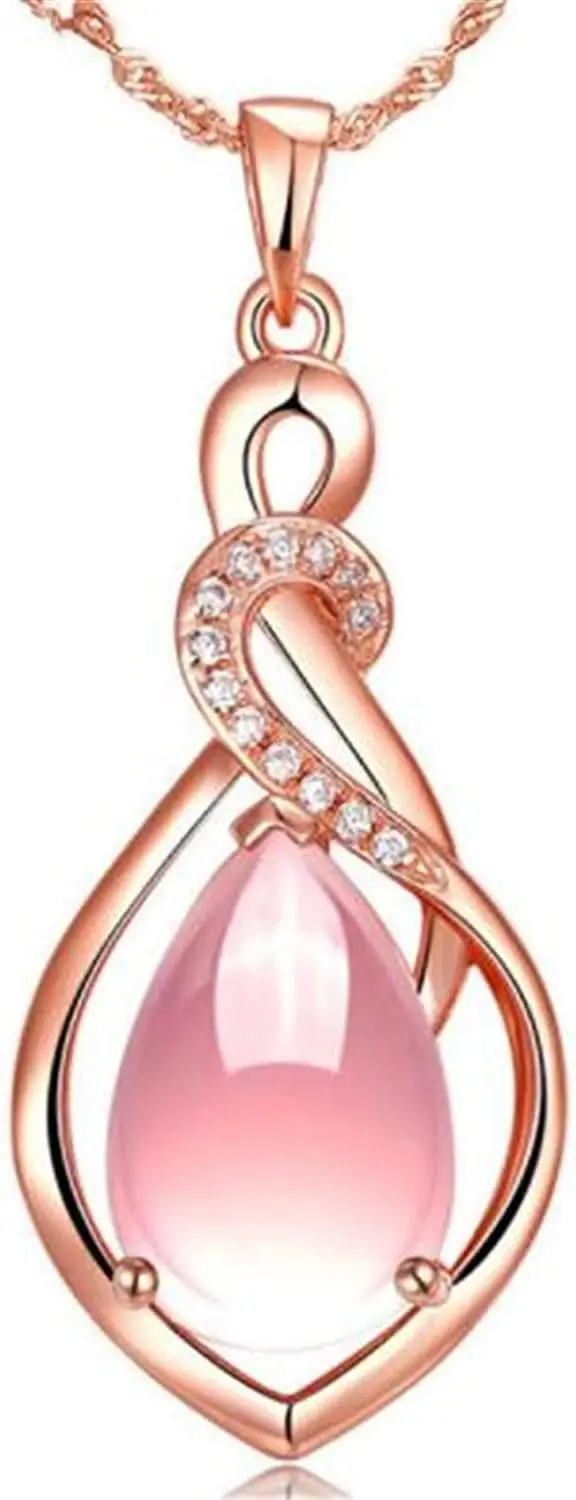 

Elegant pink crystal pendant necklace, stylish clavicle chain, perfect gift for special occasions