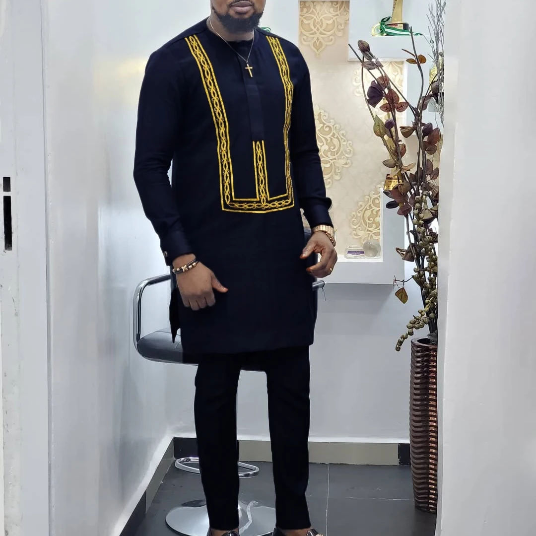 Roupas de grife masculinas, roupas de marca de luxo para homens, traje tradicional africano Dashiki, 2 peças, ternos elegantes para homens, conjuntos completos de calças