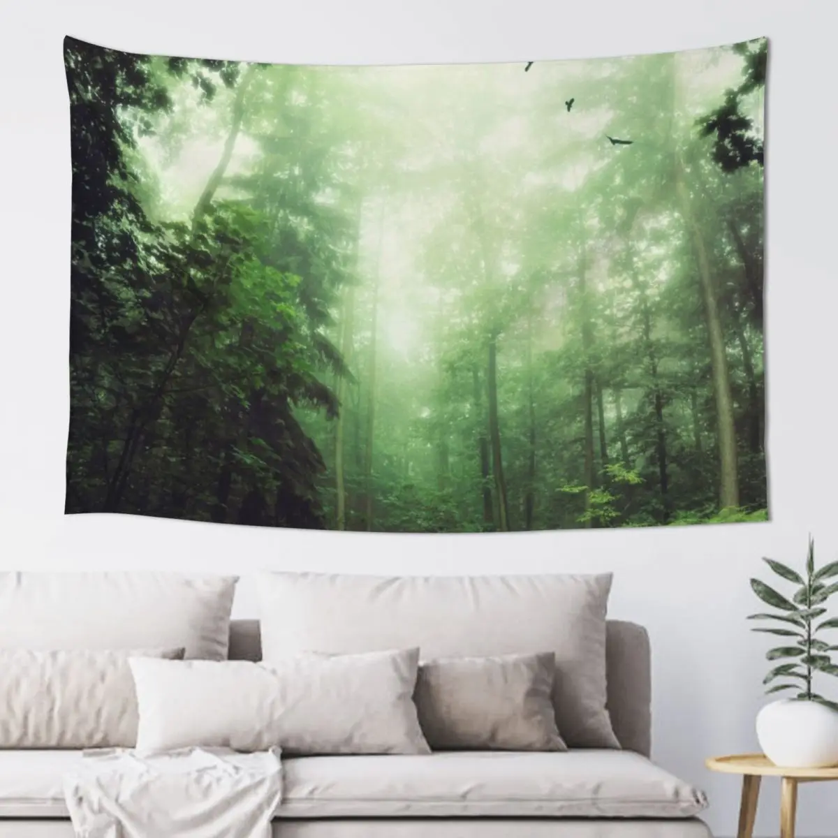 

German Jungle - Forest in Morning Mist Tapestry Decor For Room Wall Coverings Tapestry