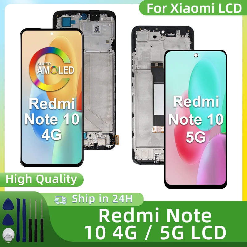 OLED For Redmi Note 10 4G LCD M2101K7AG Display Touch Screen Digitizer For Redmi Note 10 5G LCD M2103K19G Replacement Parts TFT