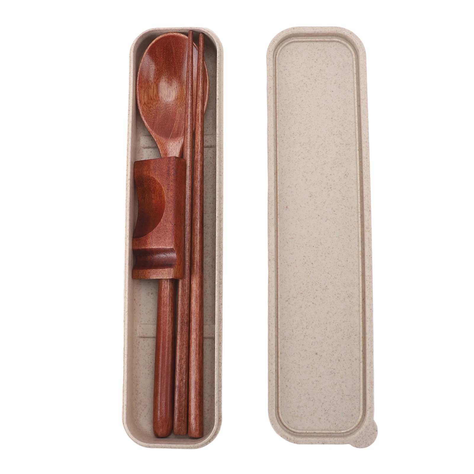 Wooden Chopsticks and Spoon Set Portable Reusable Utensil Kit with Case for Office Camping Traveling Outdoor Picnics