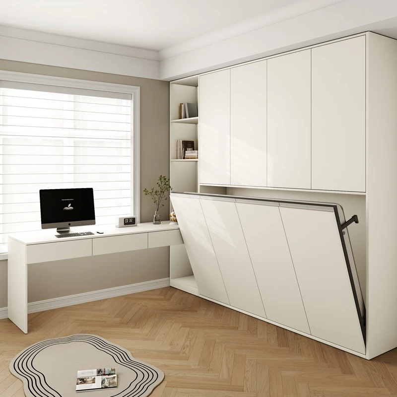 

Study invisible bed 1.2 meters wall wardrobe integrated folding bed positive side turn Murphy bed wardrobe wall turn
