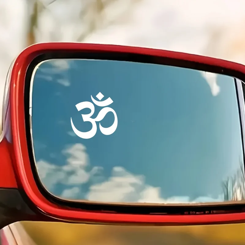 Water Cup and Smooth Surface DecorationOm Symbol 6Pcs Waterproof Vinyl Stickers, Suitable for Car Rearview Mirror
