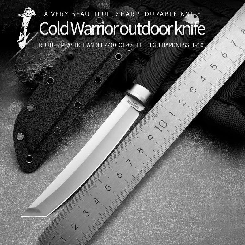 

High quality 440 steel outdoor knife wilderness survival hiking hunting knife fixed blade combat rescue knife man gift