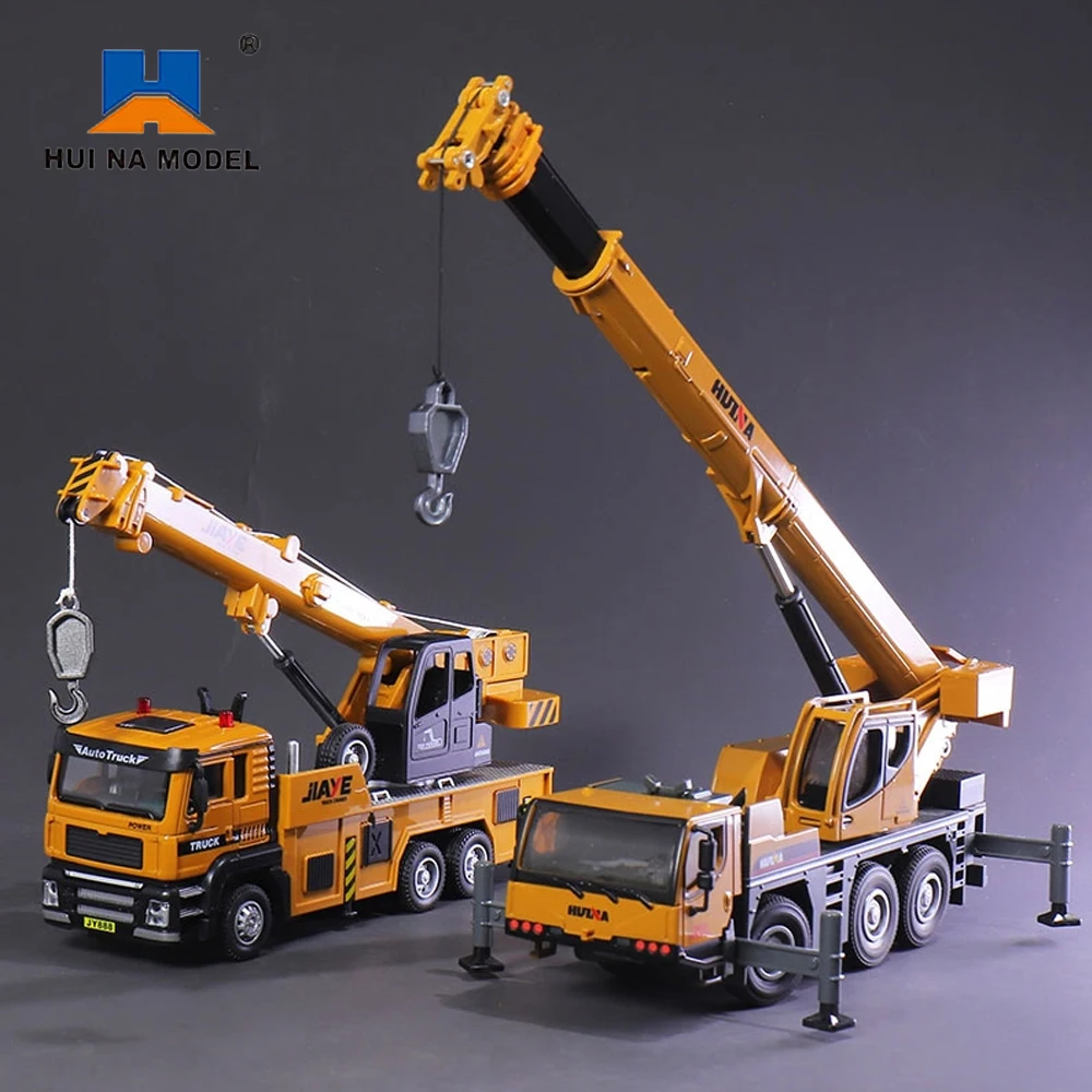 Huina 1702 1:50 Scale Alloy Model Truck-Mounted Crane Model Simulation Construction Engineering Vehicle Crane Children\'s Toy Car