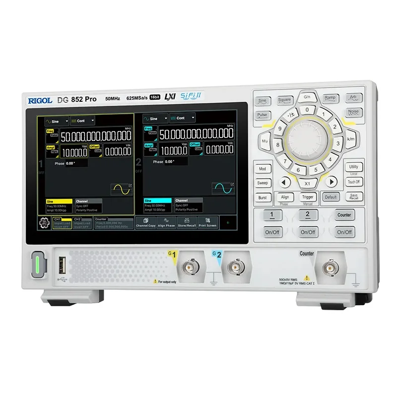 DG821 Pro DG822 Pro DG852 Pro 25/25/50MHz 1 Channel, 2 Channel Signal Function Arbitrary Waveform Generator 7-inch Touch Screen